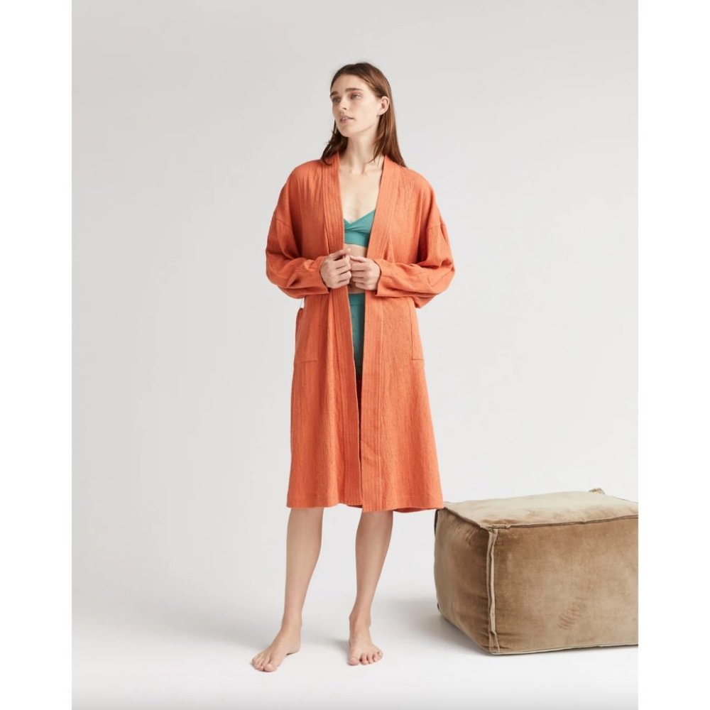 Richer Poorer Women's Cloud Weave Robe Coat In Orange Size XS/S